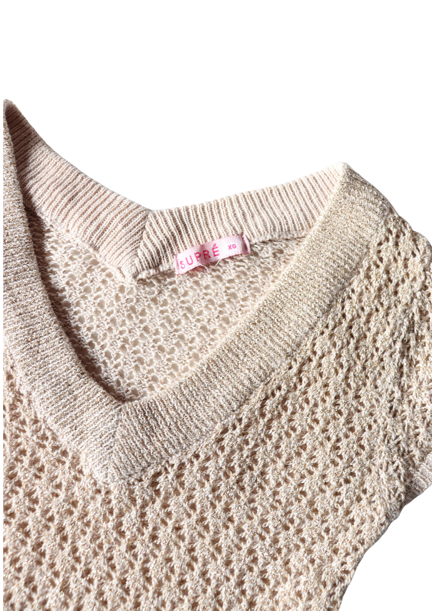 Y2K Sparkly Supre Knit V Neck Top┃Size XS