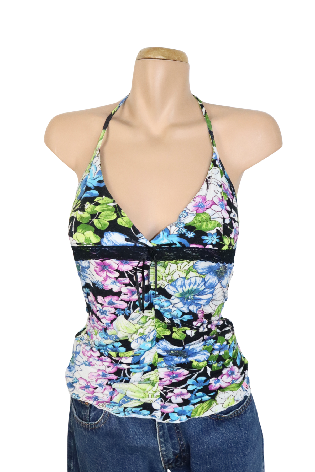 Blue and Purple Floral Halterneck┃Size XS