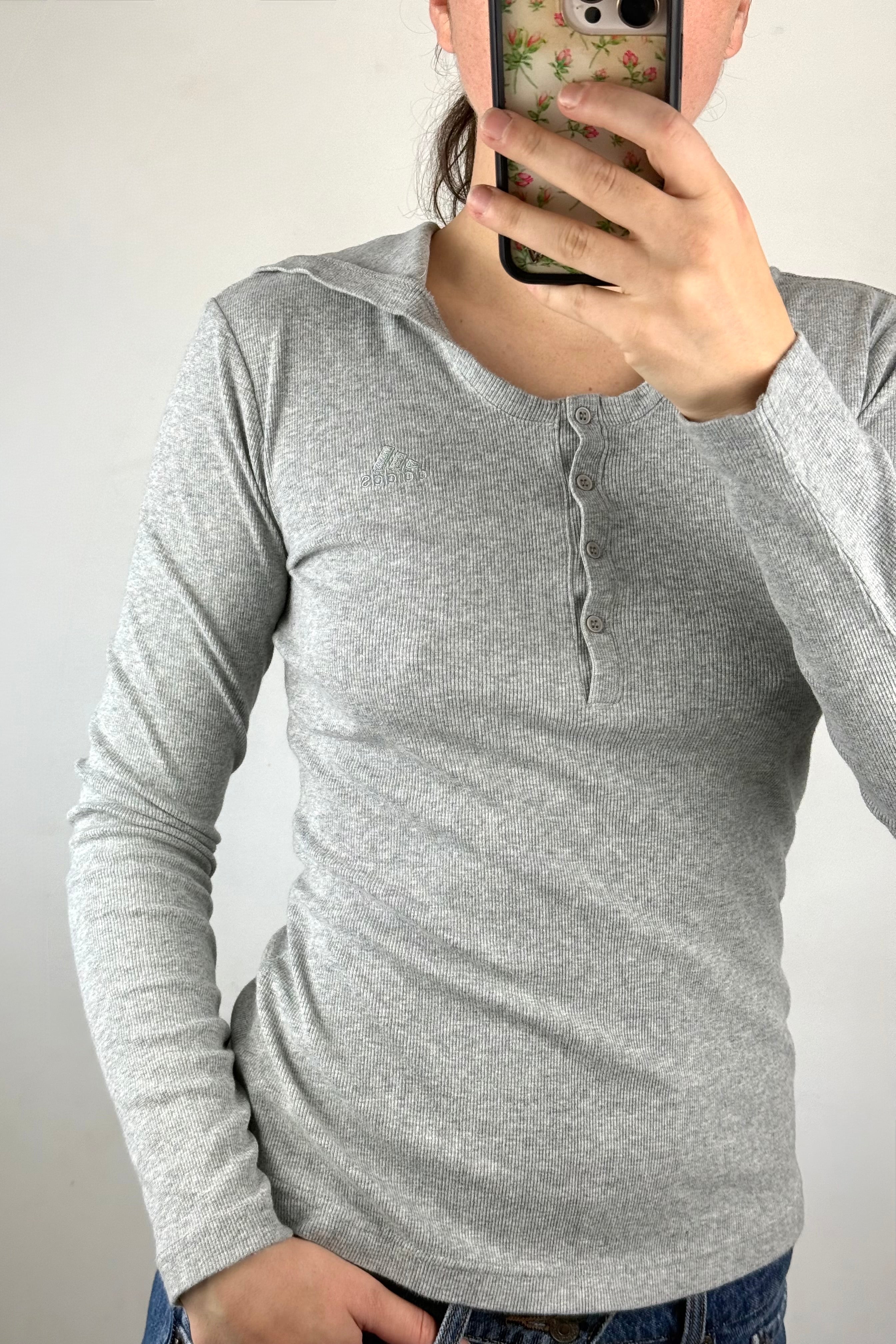 Y2K Adidas Hooded Longsleeve Top┃Size M
