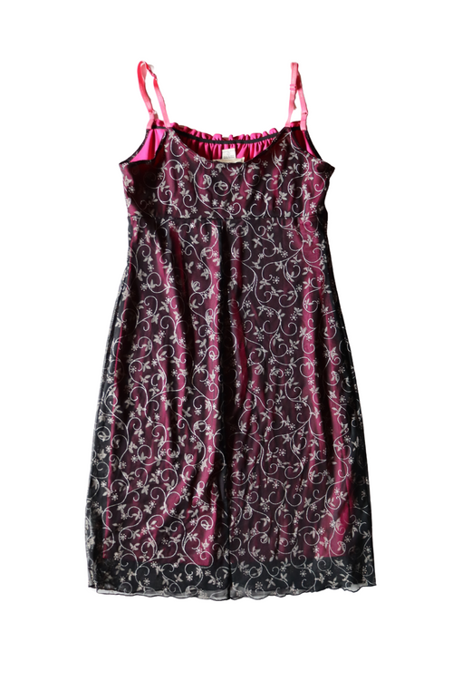 90s Layered Mesh Midi Dress┃Size L
