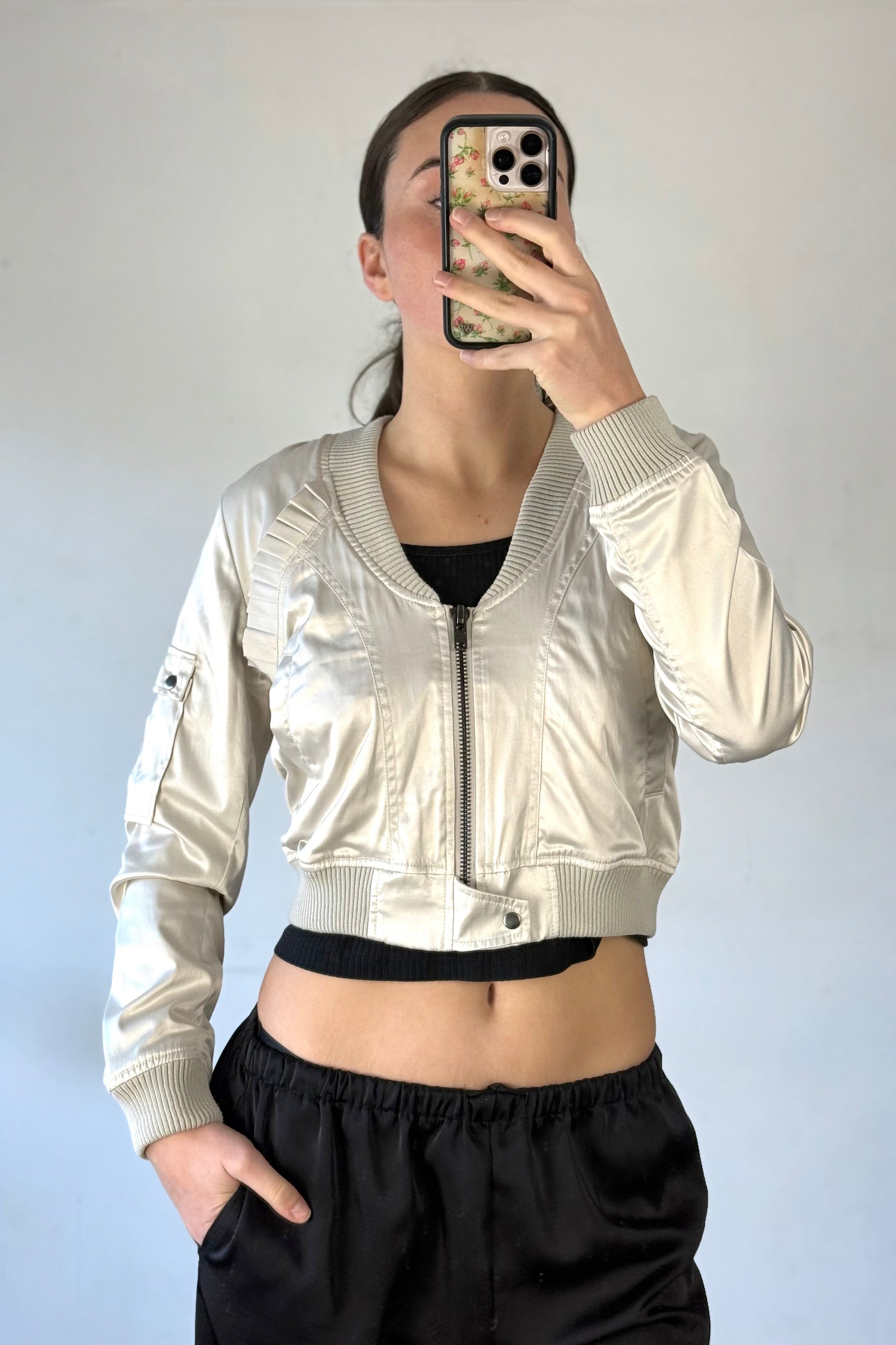Cream Satin Y2K Jacket┃Size M