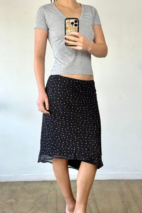 Black and Purple Polka Dot Midi Skirt┃Size 12