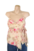 Vintage Beige and Pink Floral Singlet