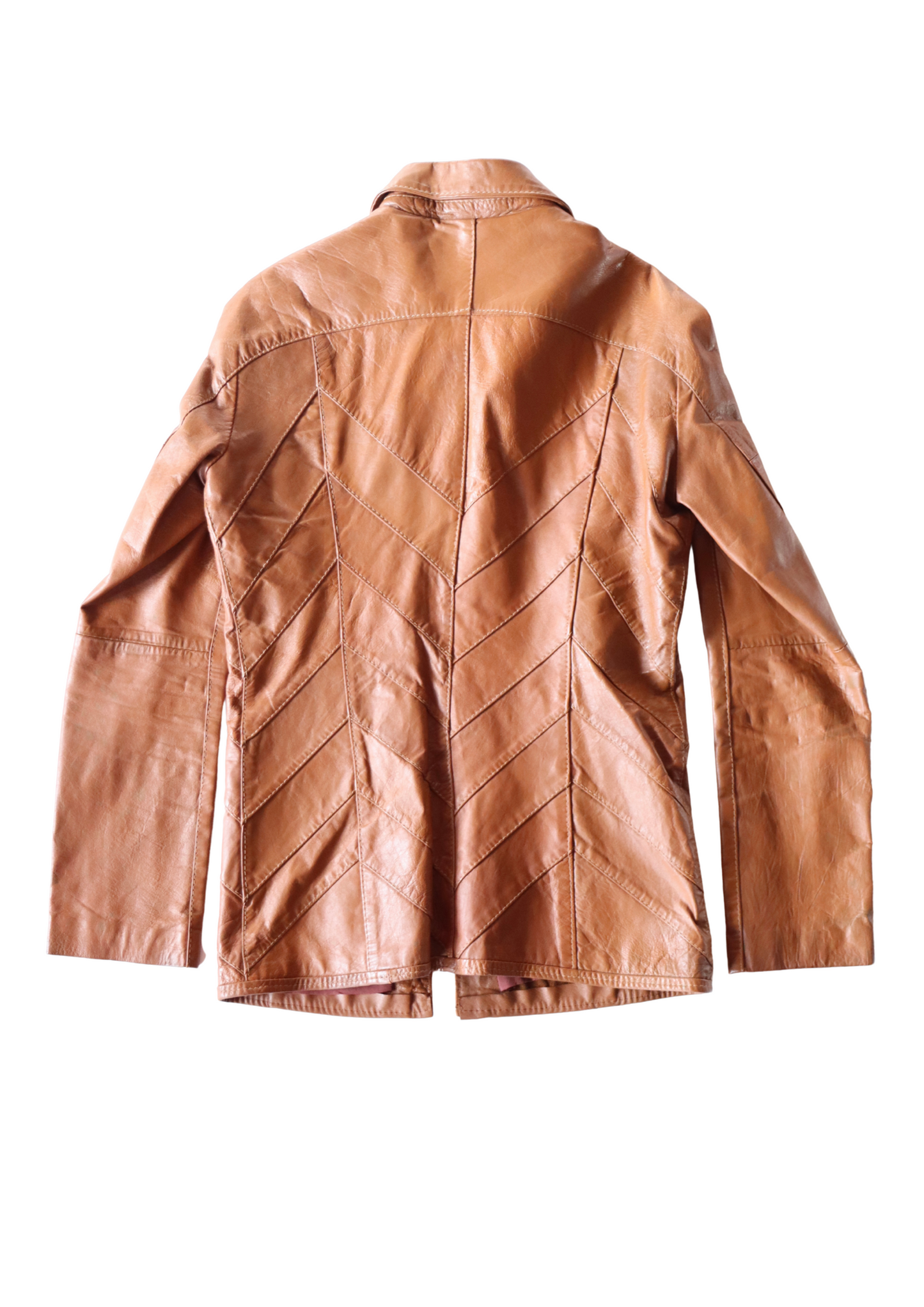 Brown Leather Zip-up Jacket