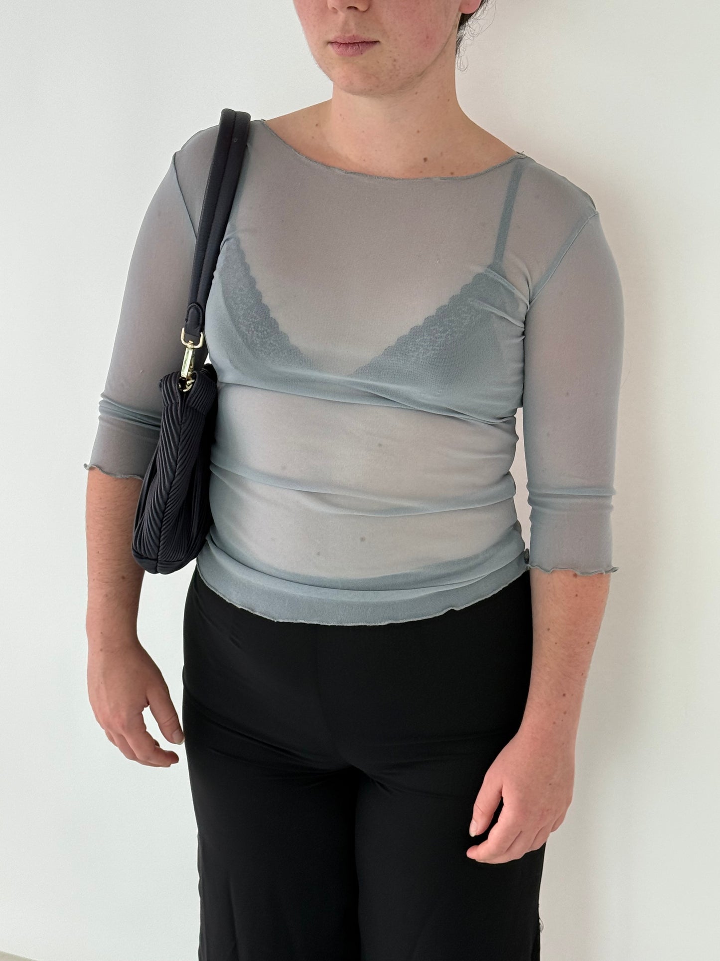 Grey Sheer 3/4 Sleeve Top┃Size 8