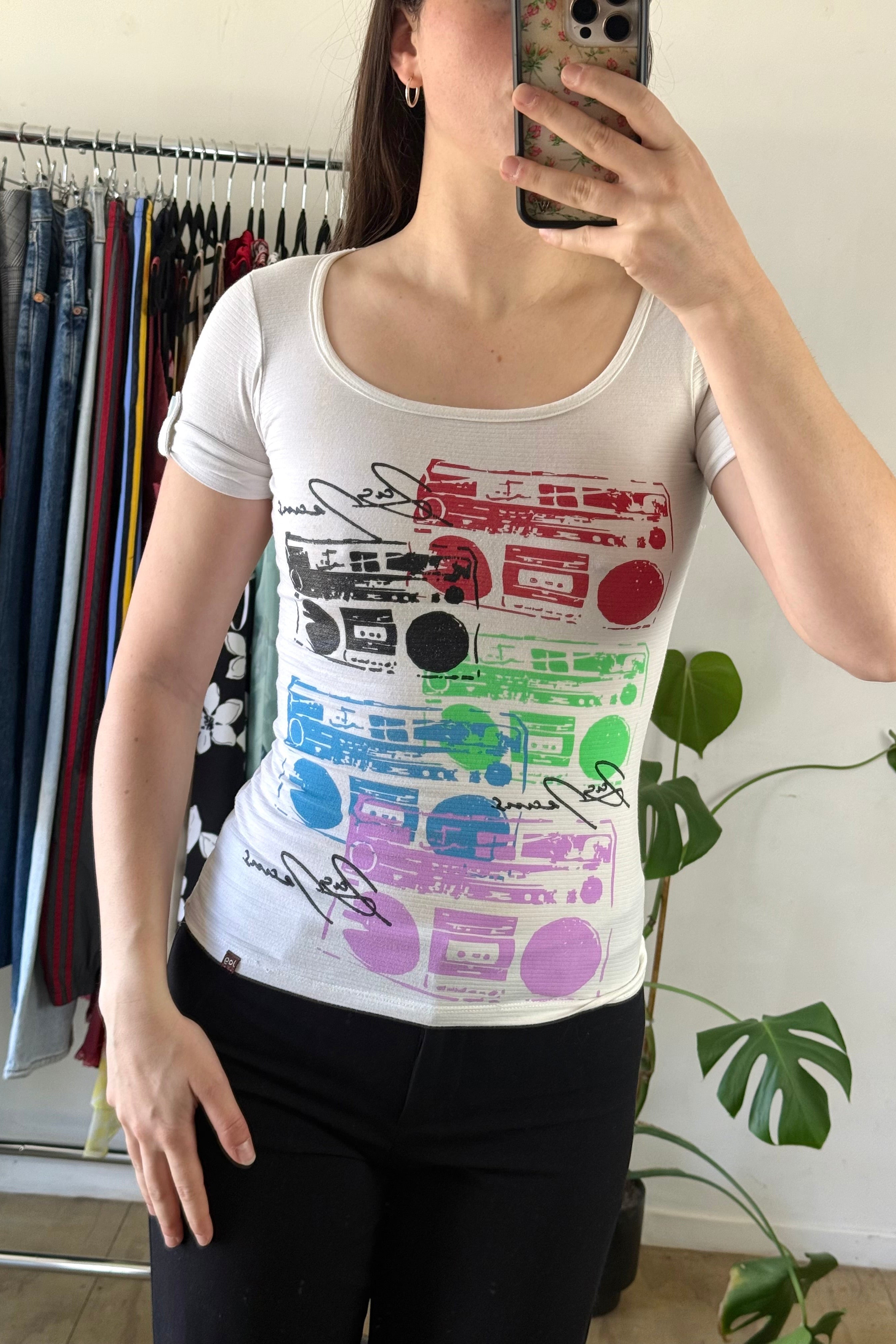 Y2K Jag Jeans White Baby Tee┃Size S