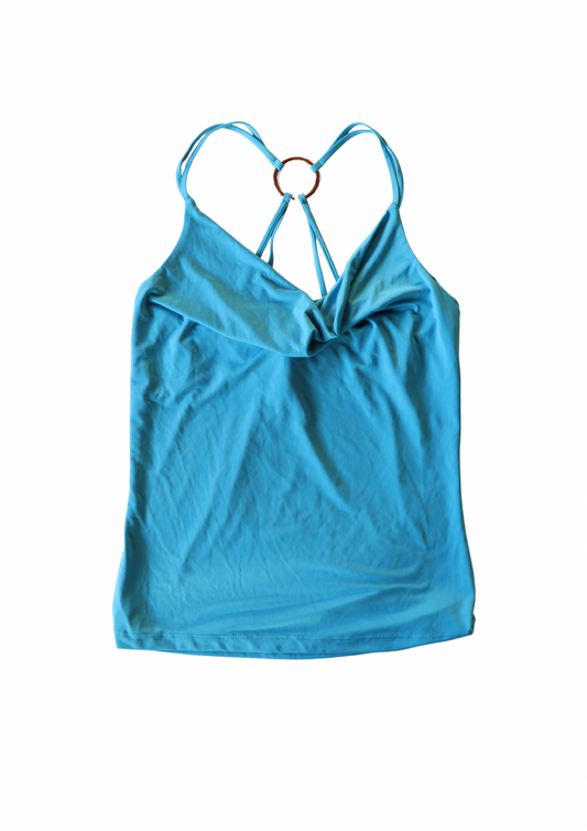 Vintage Blue Halter Ring Singlet