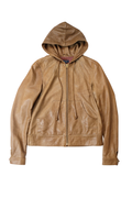 Leather Hooded Jacket┃Size S
