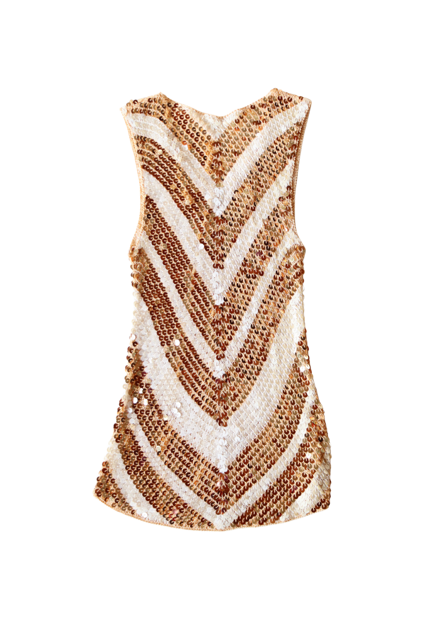 Gold and White Sequin Zigzag Top