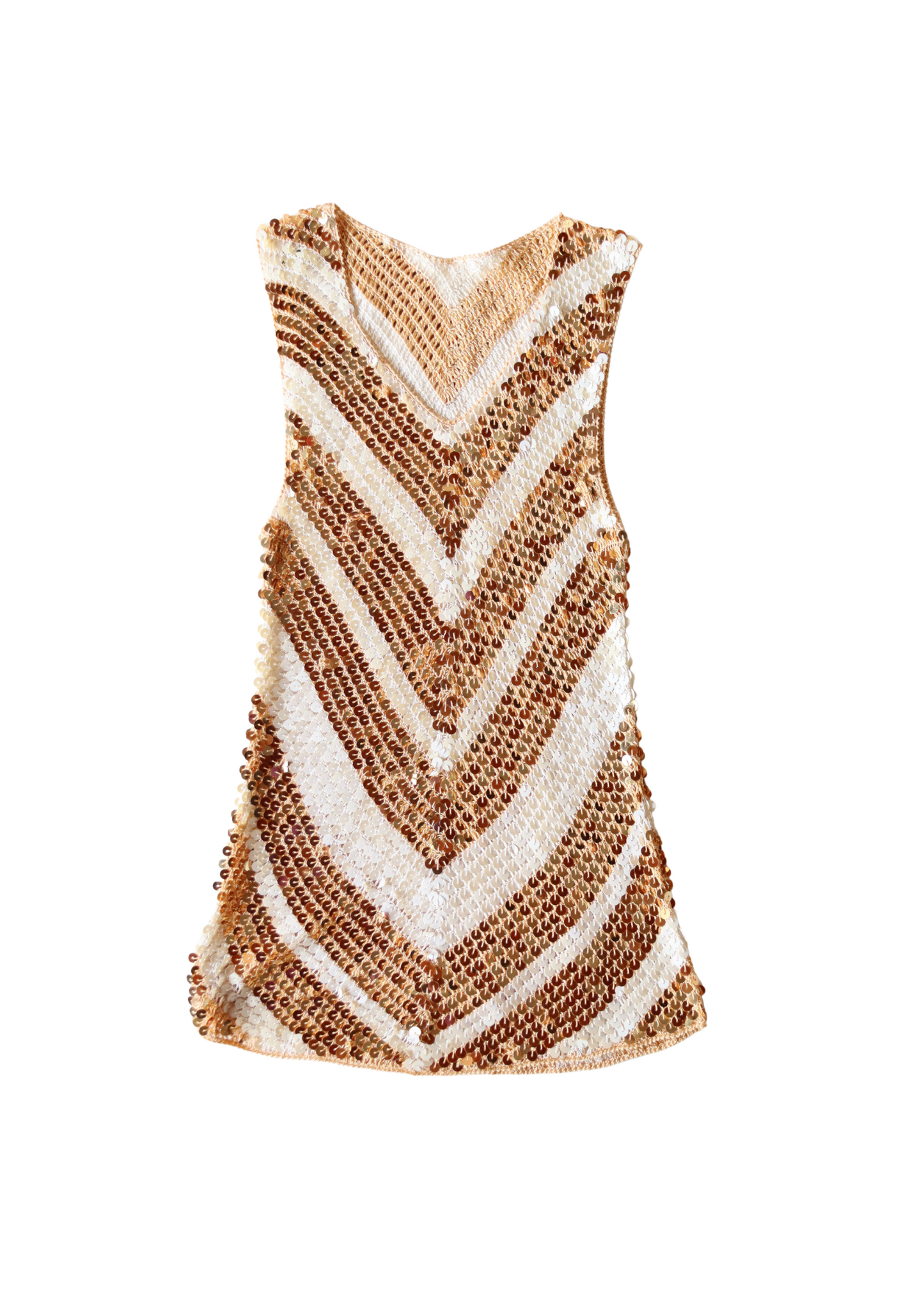 Gold and White Sequin Zigzag Top