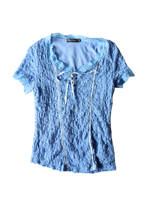 Vintage Blue Lace Top┃Size M
