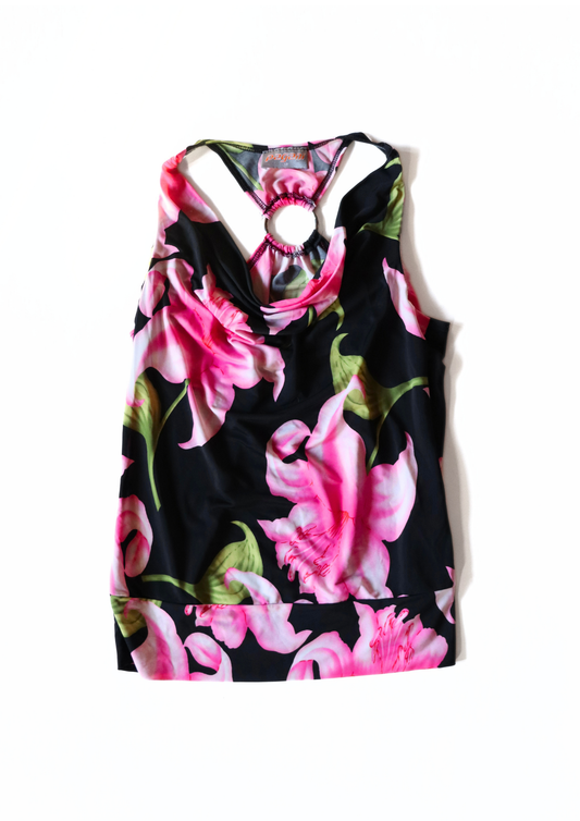 Pink and Black Floral Pagani Top┃Size 12