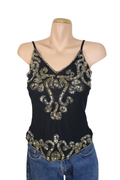 90s Black and Gold Sequin Singlet
