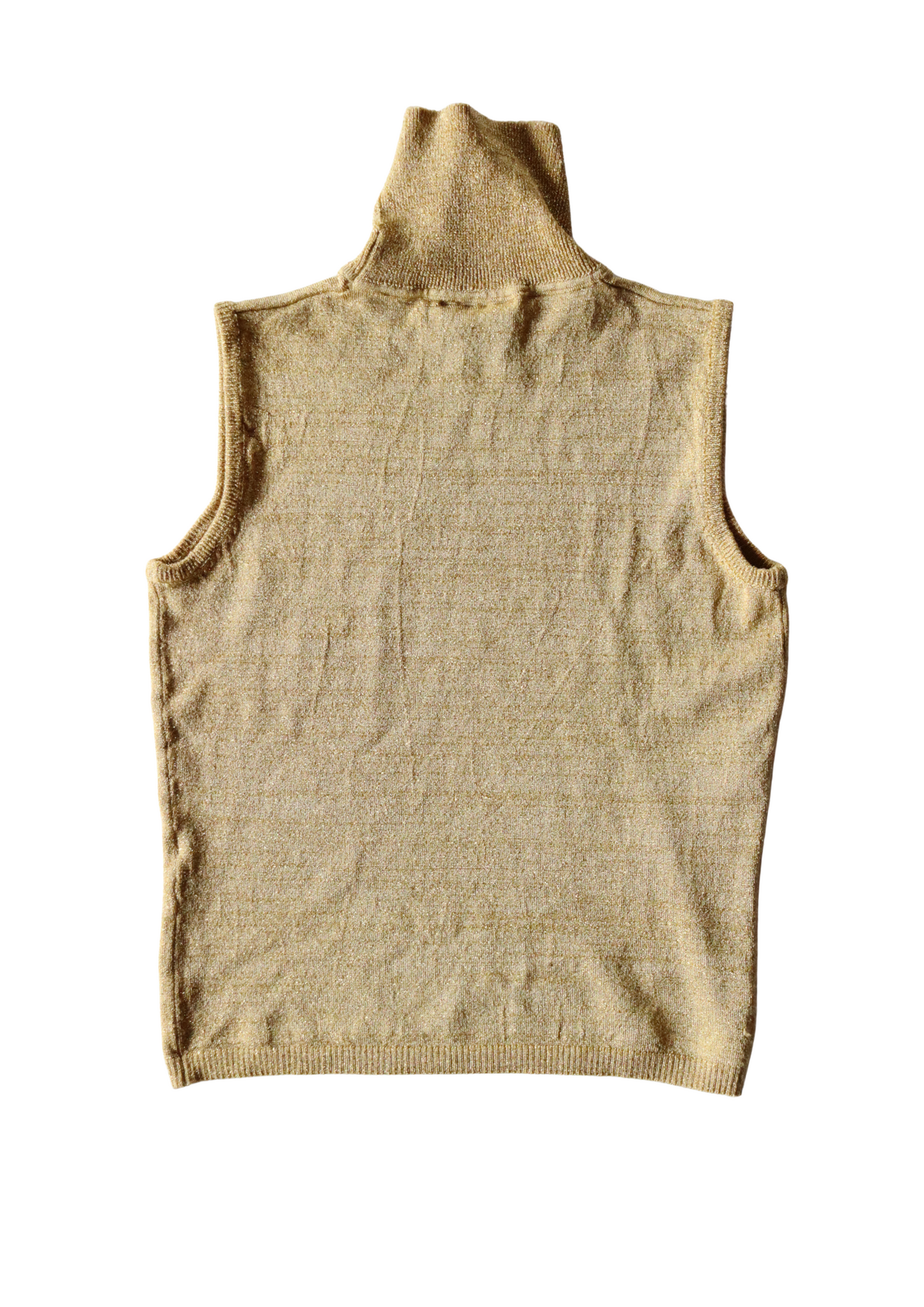 Vintage Gold Sparkle Sleeveless Turtleneck┃Size M