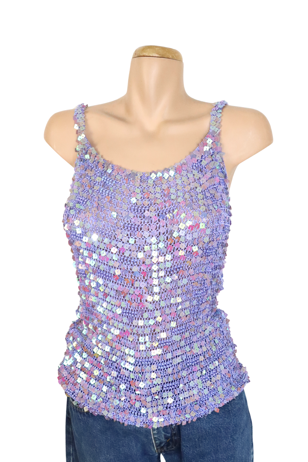 Vintage Purple Beaded Crochet Top