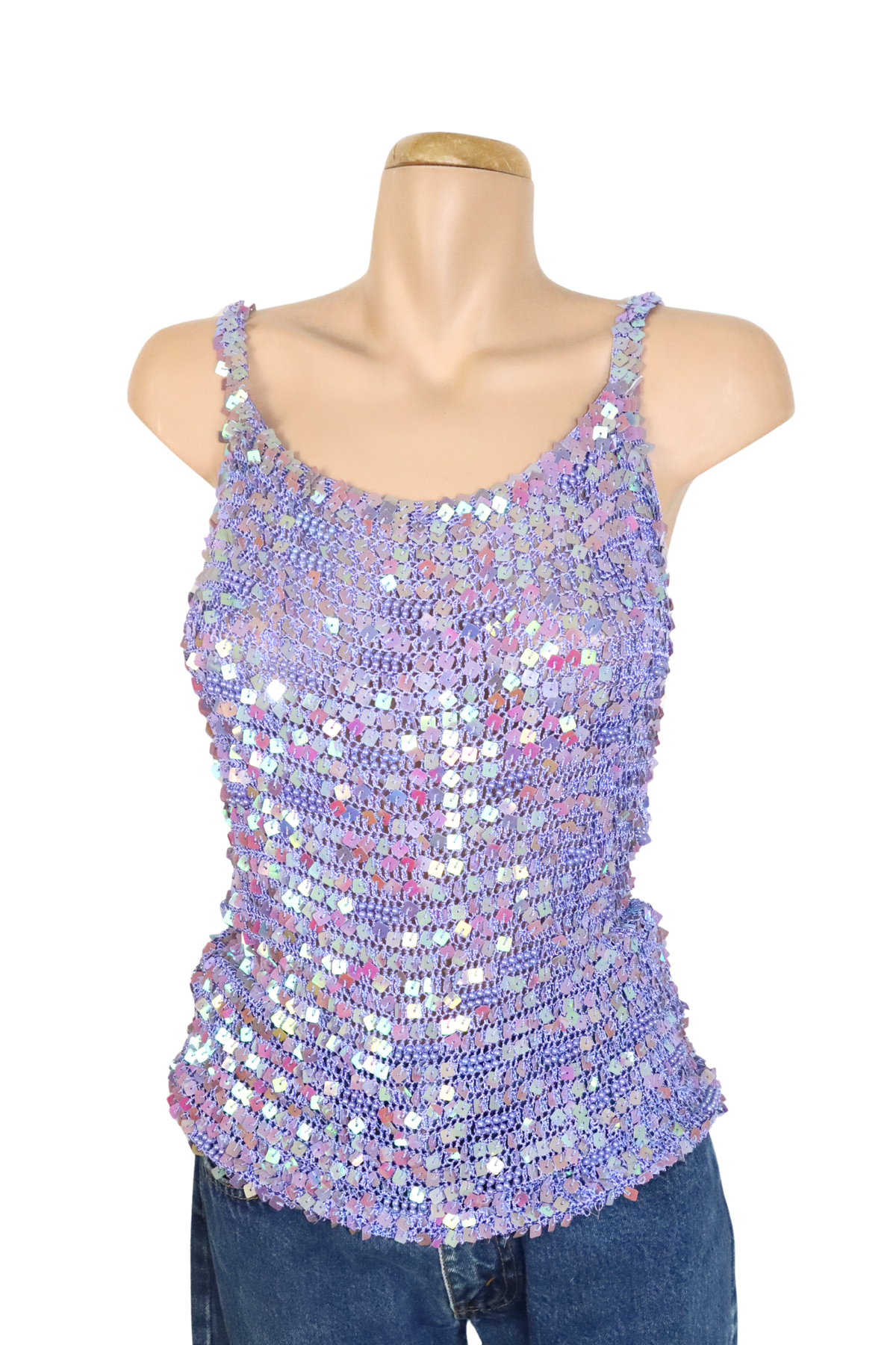 Vintage Purple Beaded Crochet Top