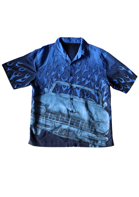 Blue Car Flame Shirt┃Size XL