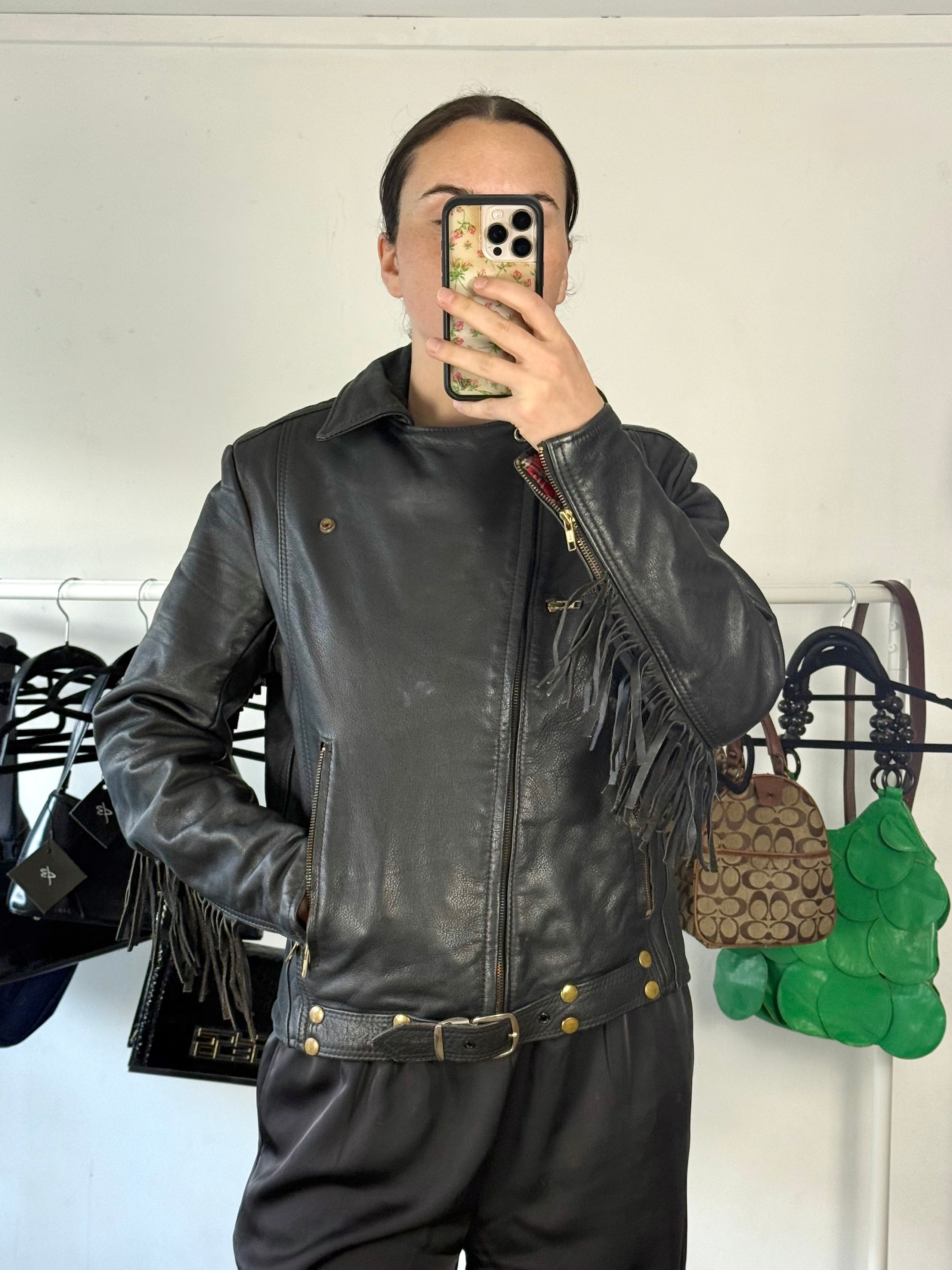 Vintage Fringe Leather Jacket