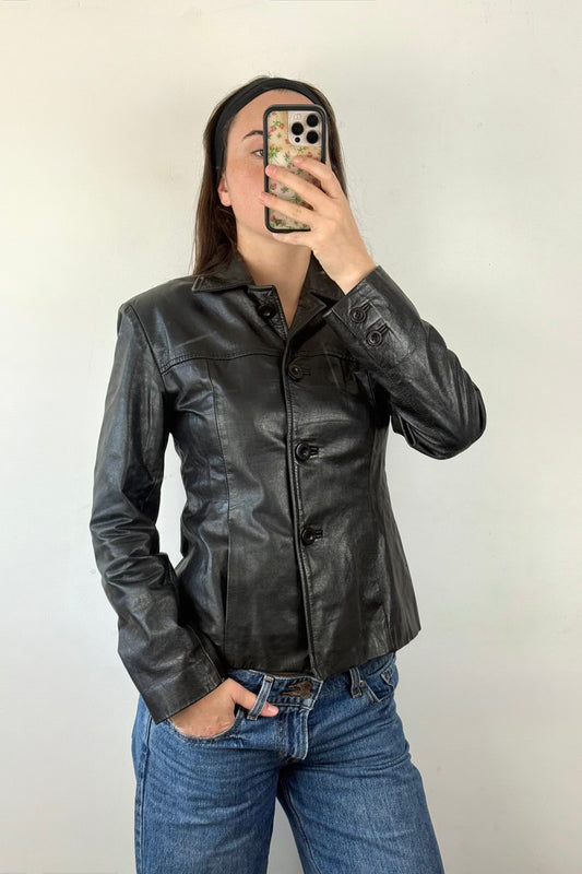 Black Fitted Leather Jacket