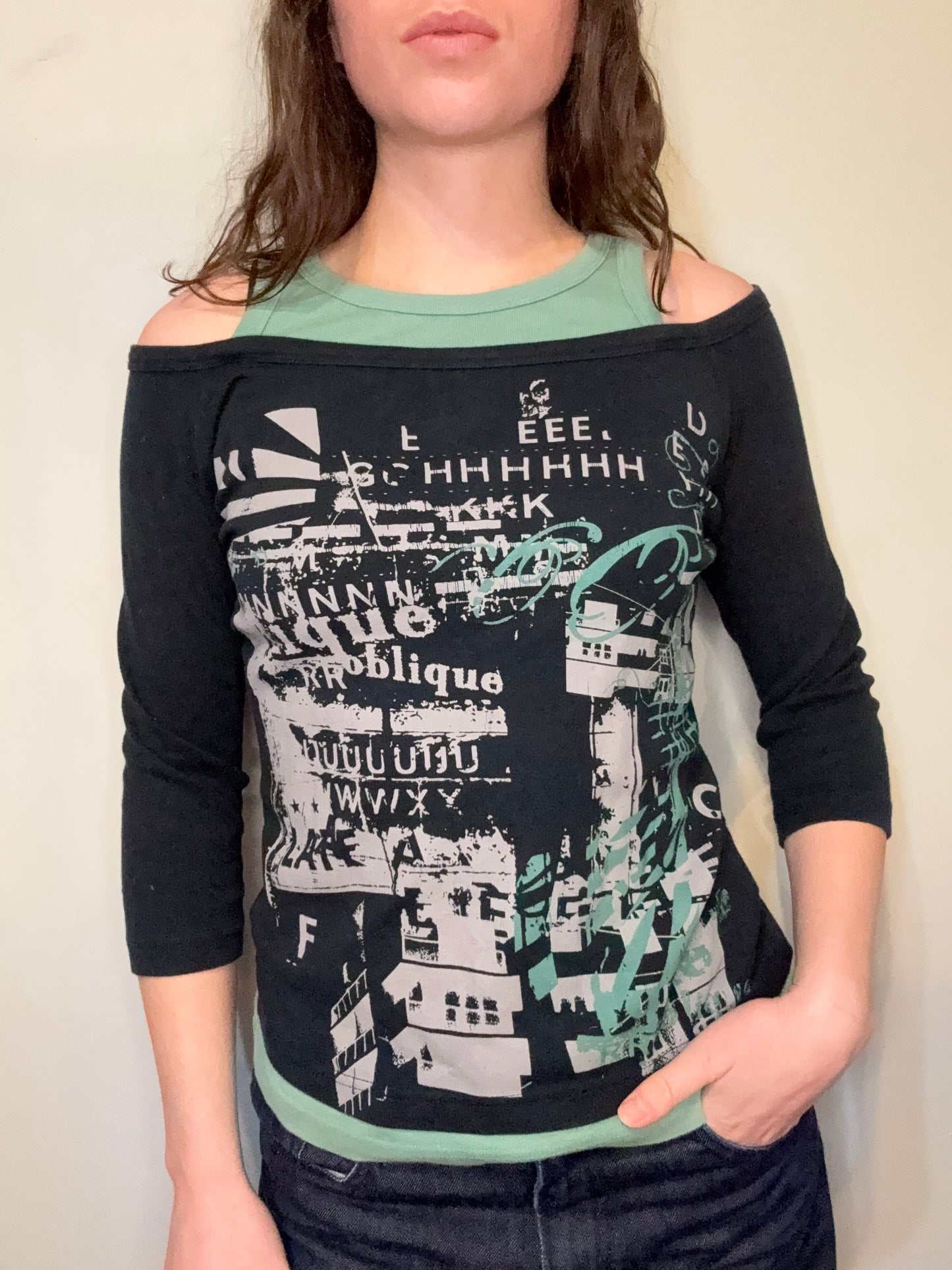 Y2K Layered Jay Jays Longsleeve Top┃Size M