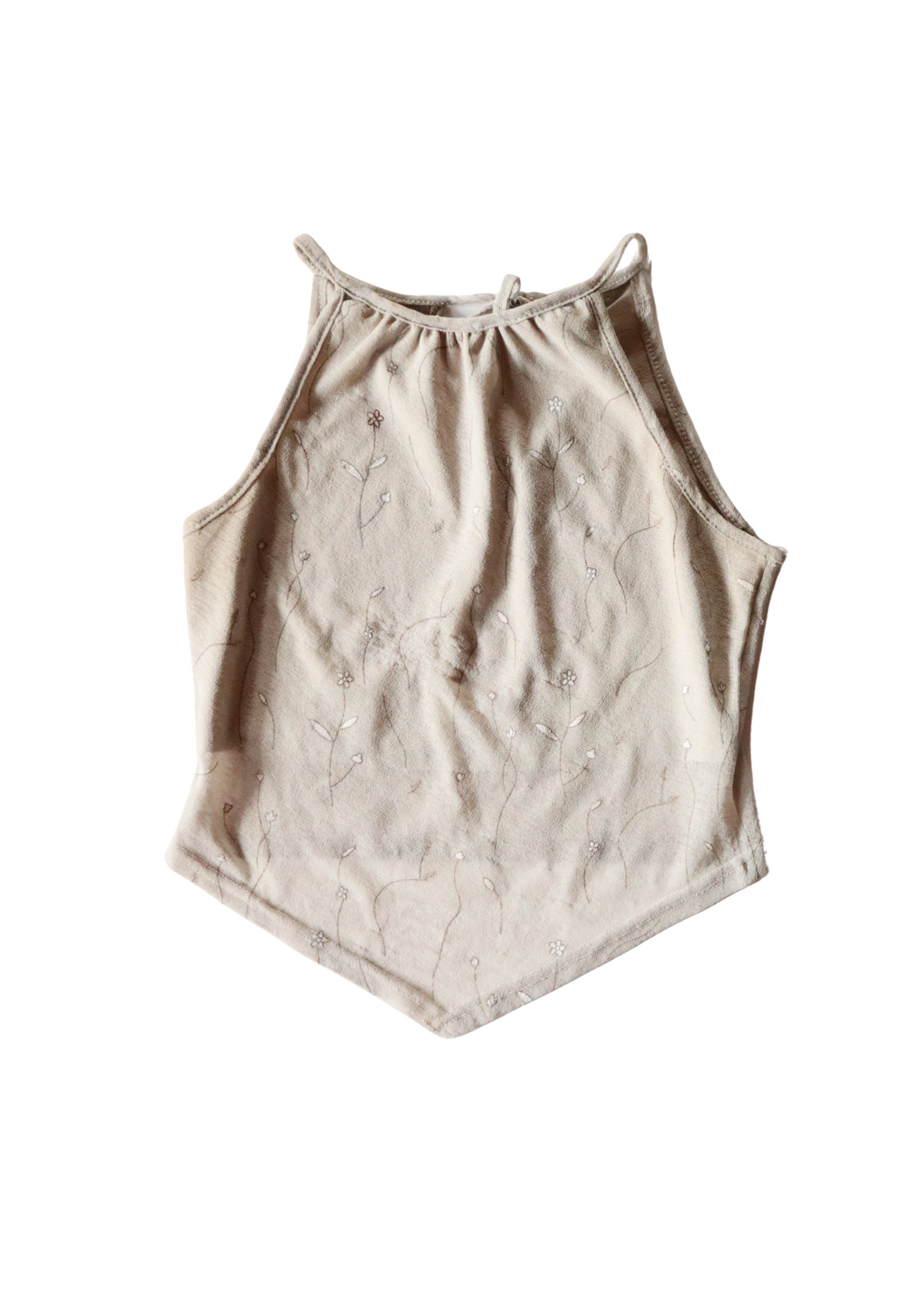 Beige Floral Halterneck Top