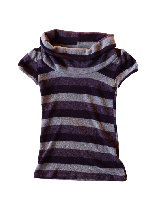 Purple Striped Pagani Wide Turtleneck Top┃Size 8