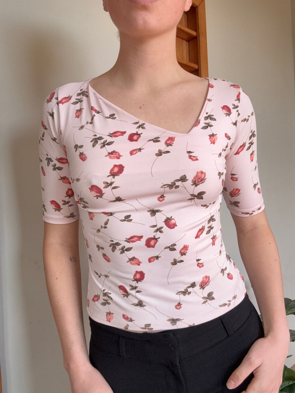 Vintage Pink Rose Top┃Size M