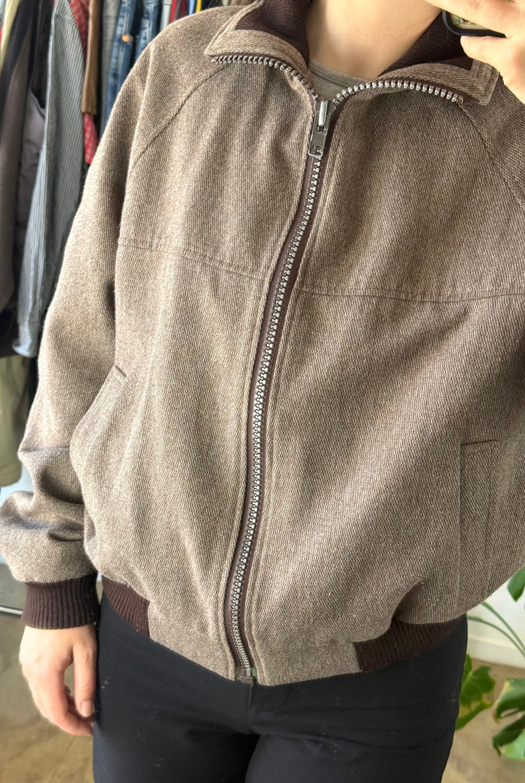 Vintage Brown Wool Bomber