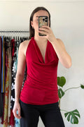 Red Cowl Neck Singlet