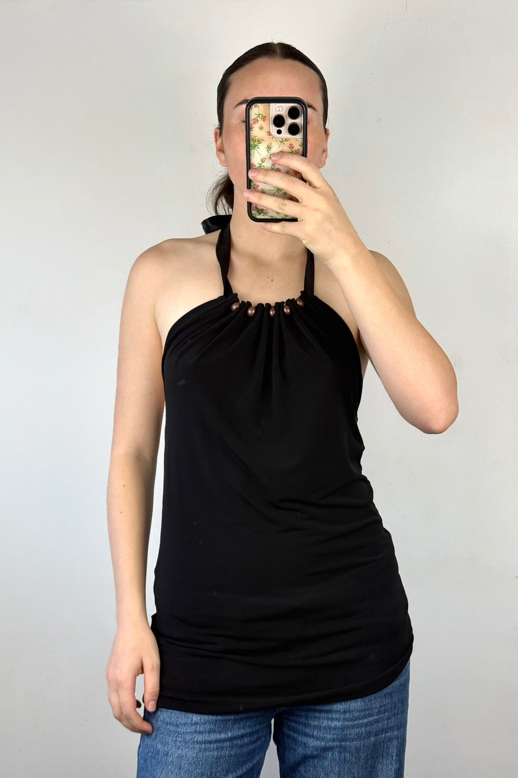 Black Beaded Halterneck┃Size 12