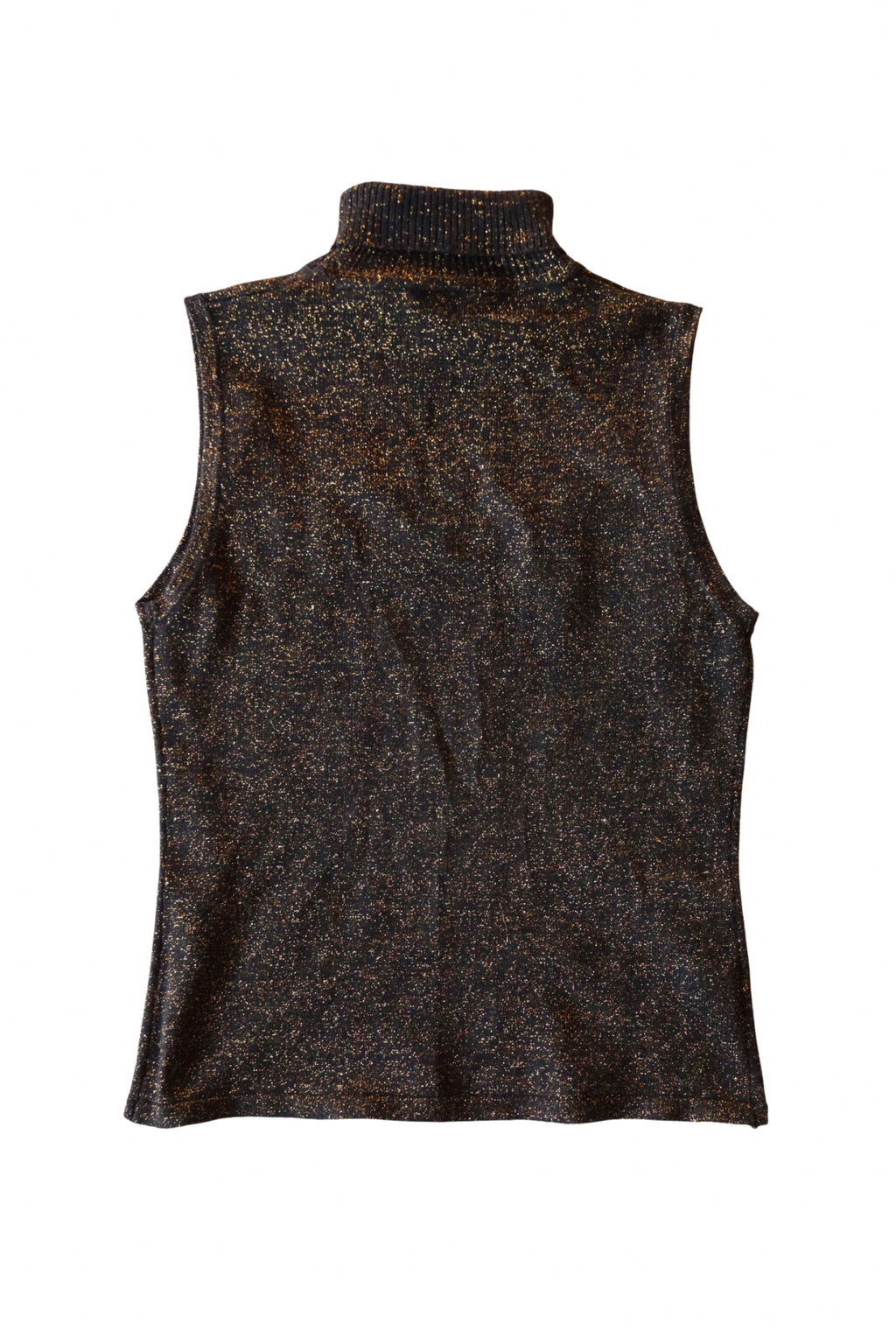 Gold and Black Sparkle Turtleneck Vest