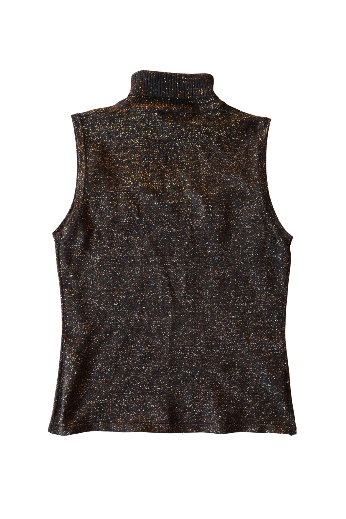 Gold and Black Sparkle Turtleneck Vest