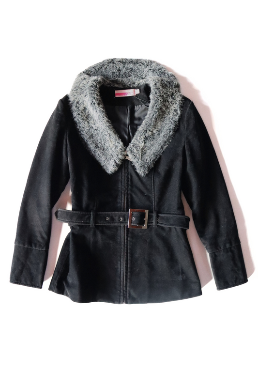 Vintage Black Belted Jacket | Size 8