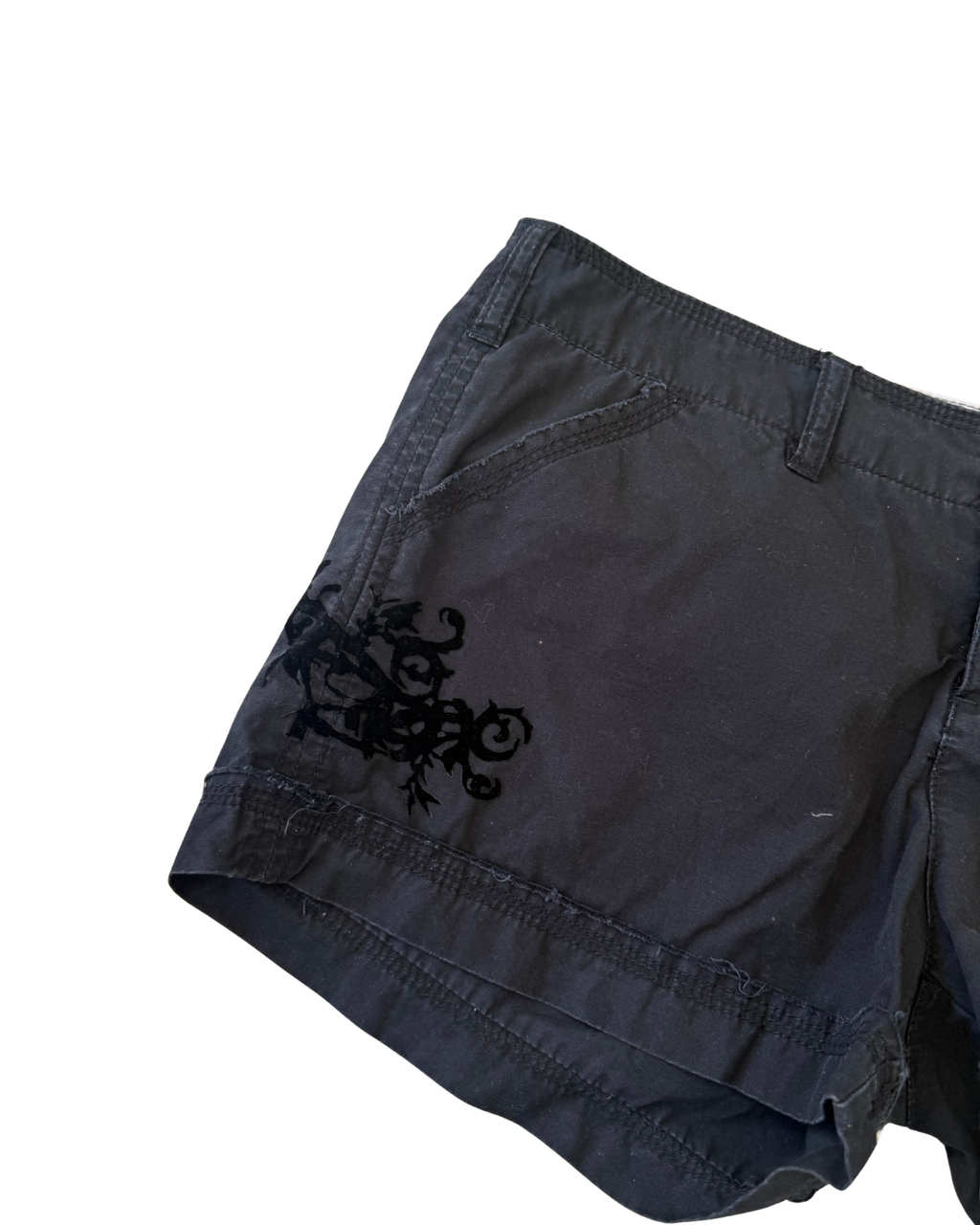 Black Velvet Detail Short Shorts