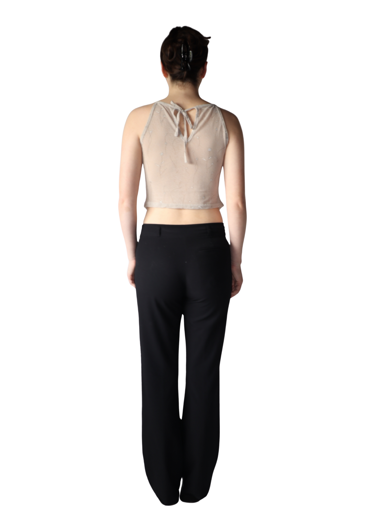 Beige Floral Halterneck Top