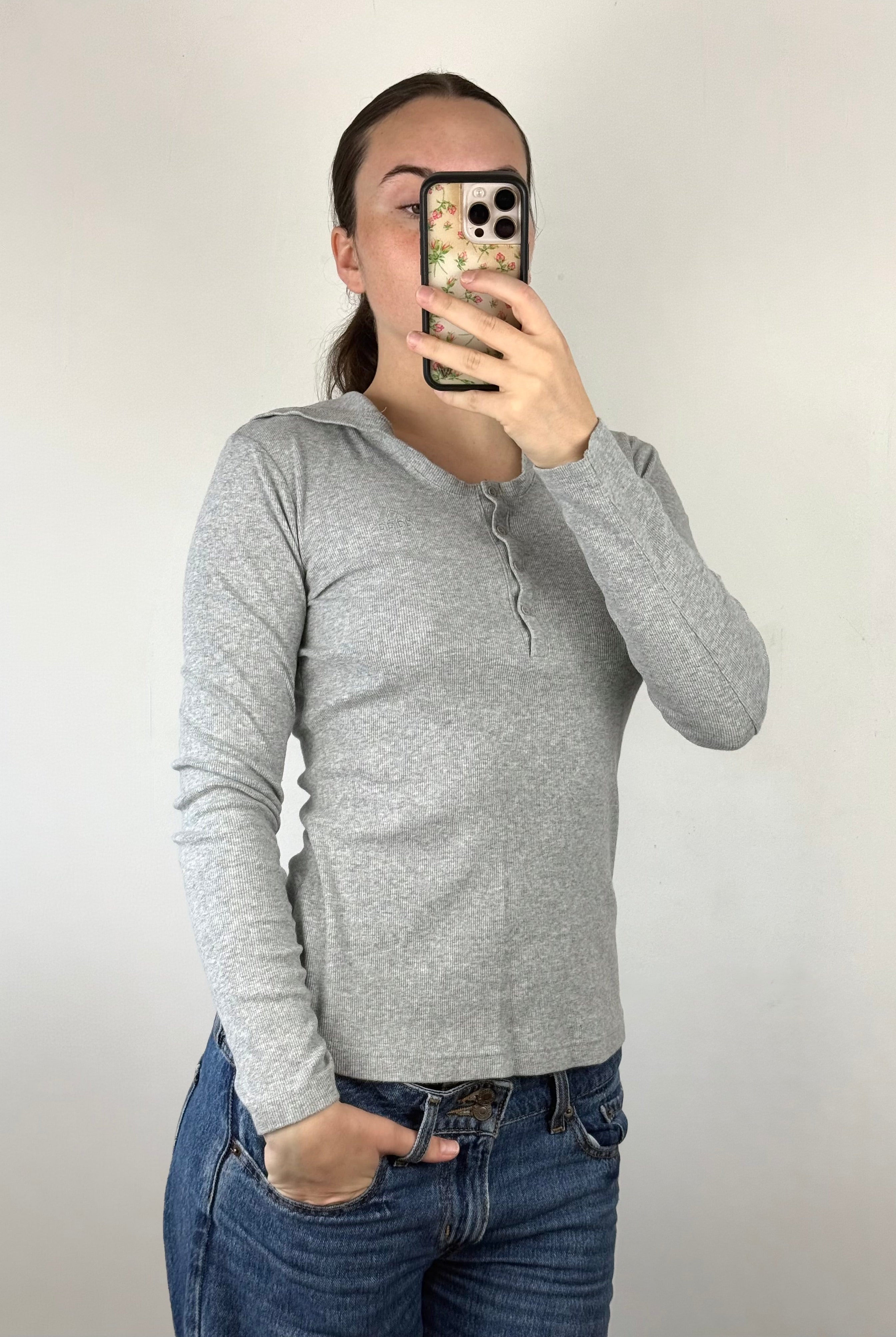 Y2K Adidas Hooded Longsleeve Top┃Size M