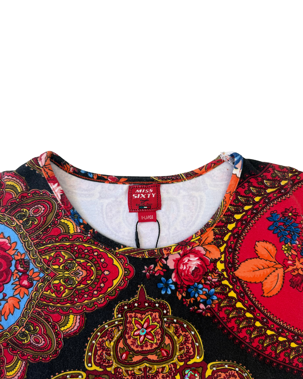 Orange Beaded Miss Sixty Baby Tee┃Size XL