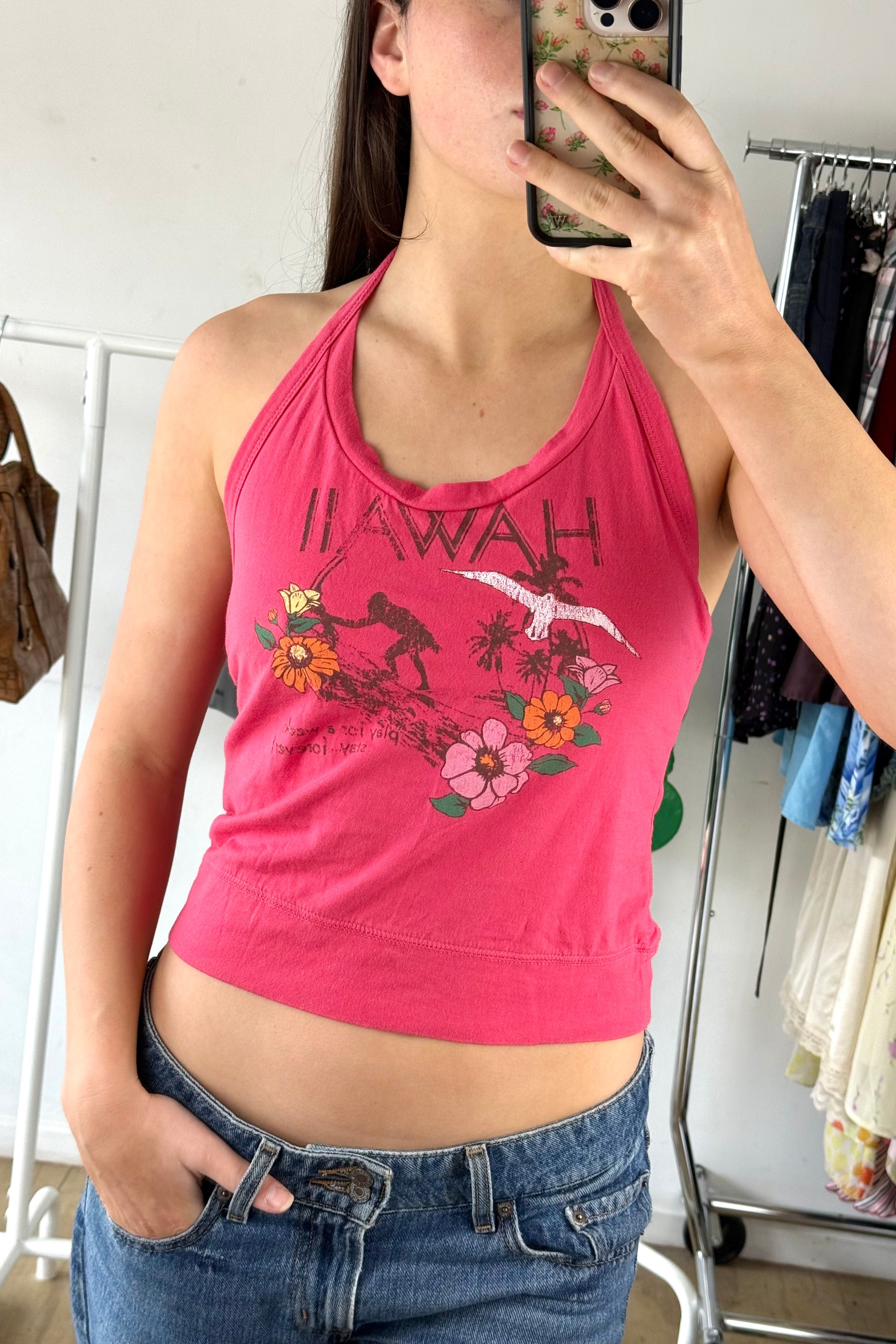 Pink Hawaii Halterneck Top┃Size 12