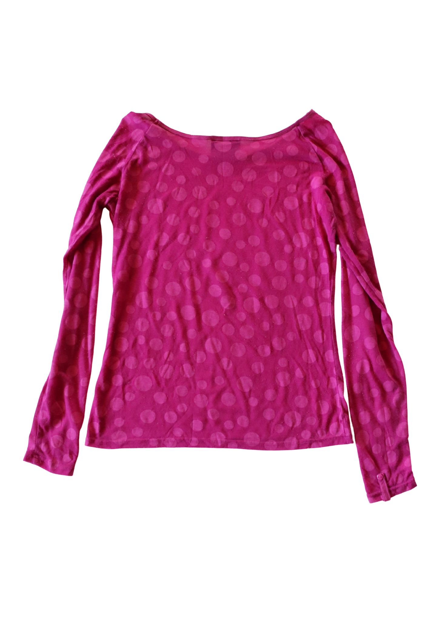 Vintage Sheer Pink Polka Dot Longsleeve┃Size M