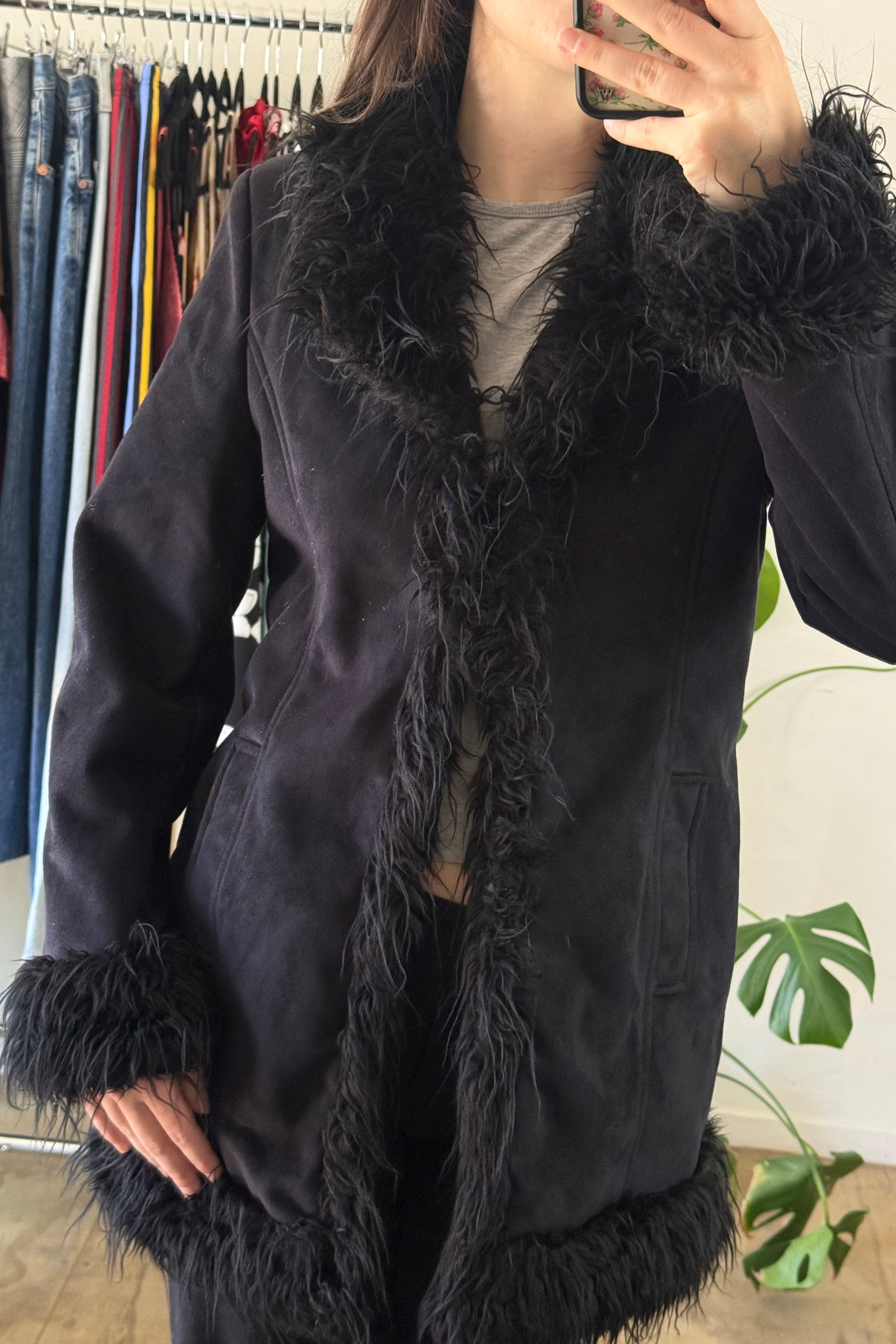 Black Fur Trim Penny Coat┃Size 12