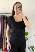 Vintage Black Short Sleeve Cardigan