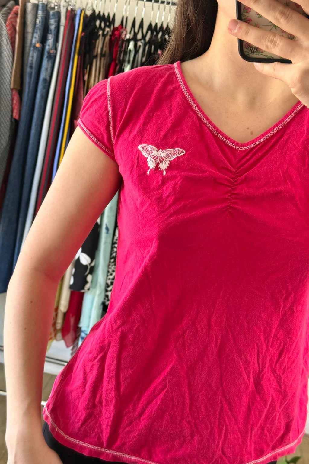 Pink Butterfly Tee┃Size M
