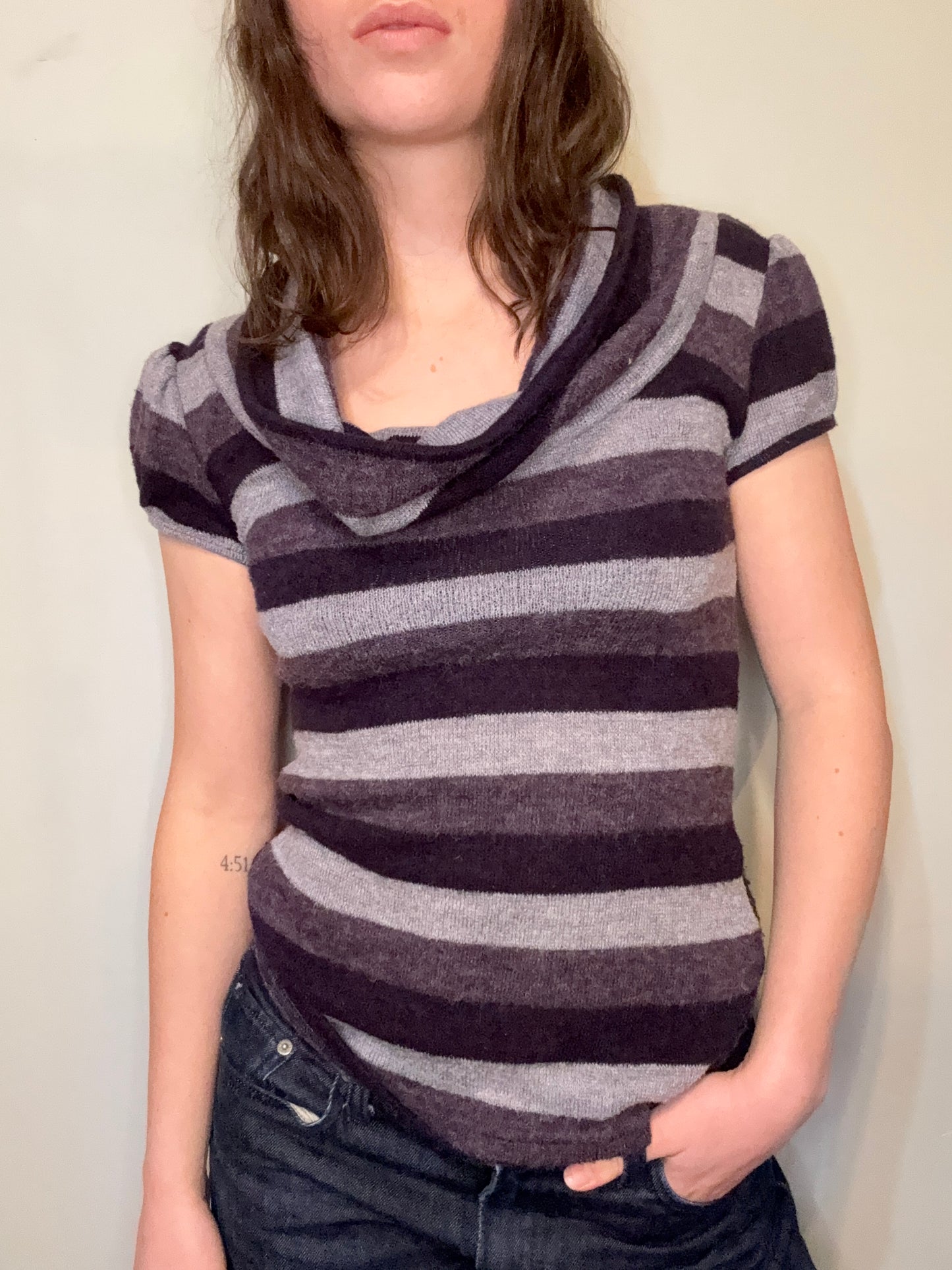 Purple Striped Pagani Wide Turtleneck Top┃Size 8