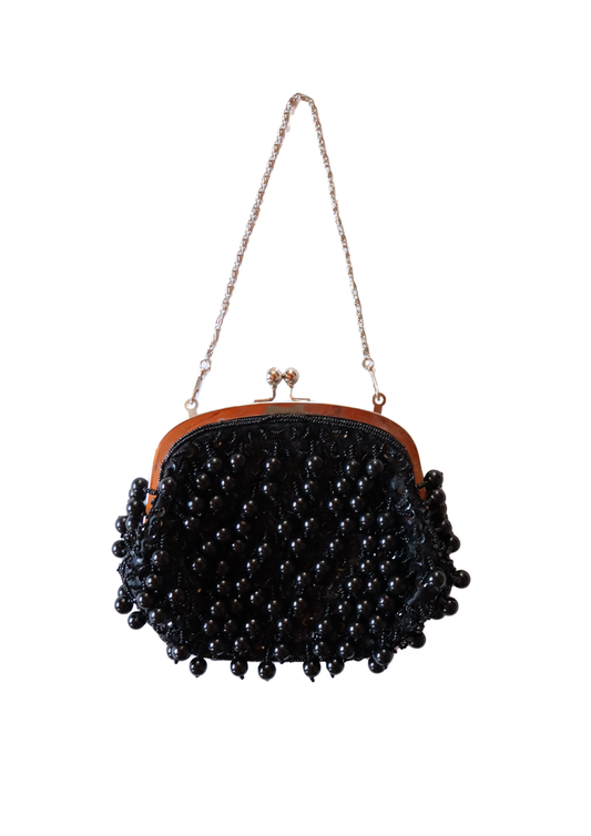 Black Beaded Vintage Bag
