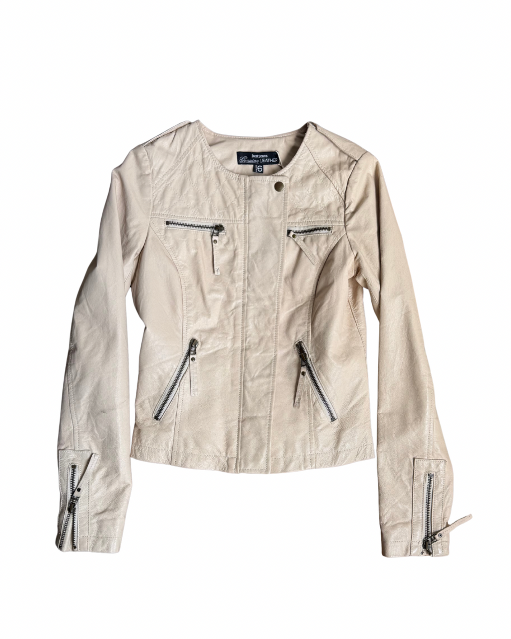 Vintage Beige Leather Jacket┃Size 6