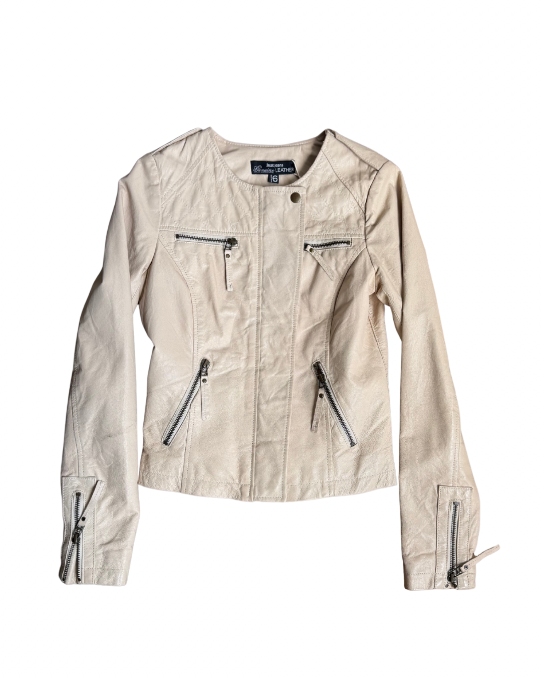 Vintage Beige Leather Jacket┃Size 6