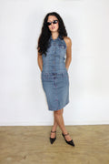Y2K Denim Halterneck Dress┃Size M
