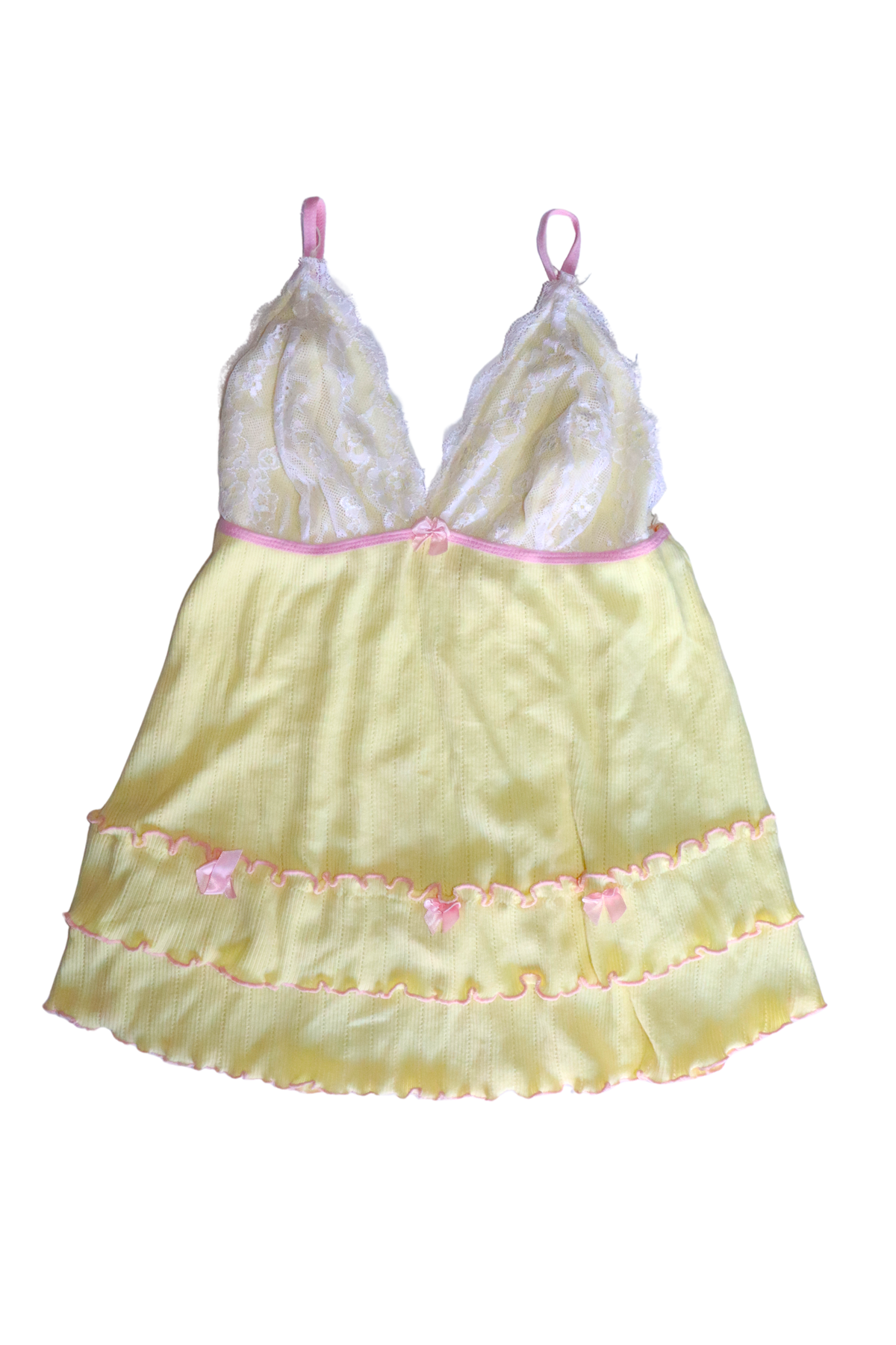 Yellow and Pink Lace Singlet┃Size M