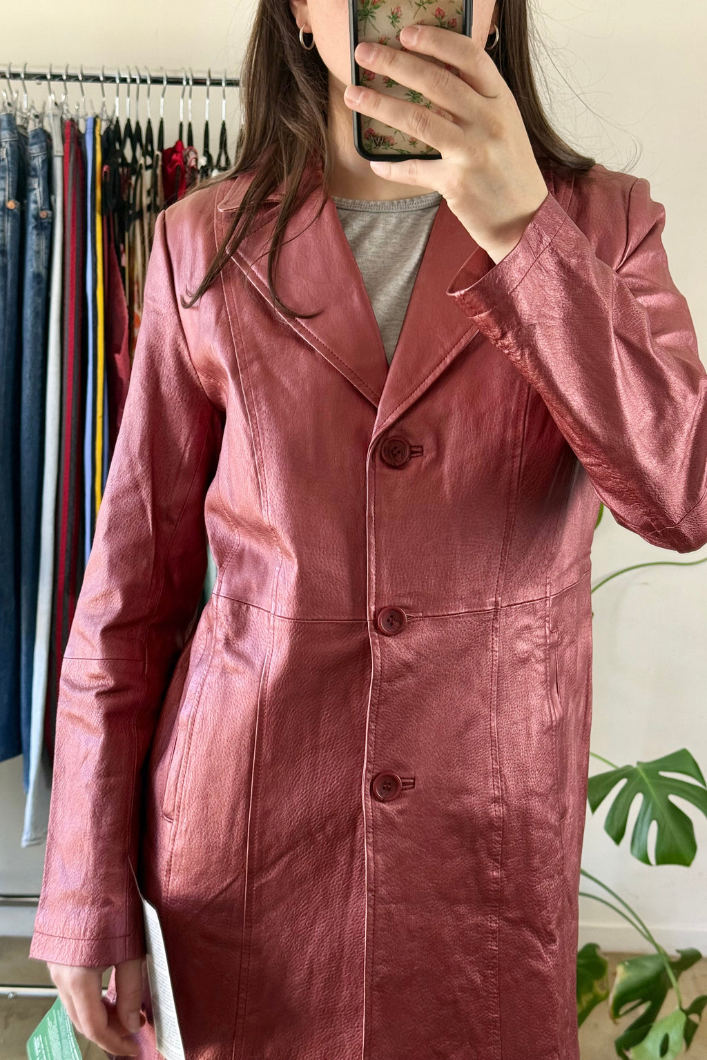 Vintage Leather Metallic Jacket┃Size 8