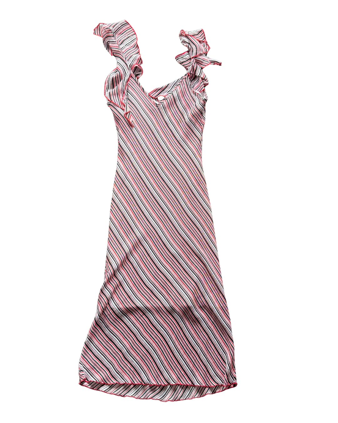 Vintage Red Striped Midi Dress┃Size 12